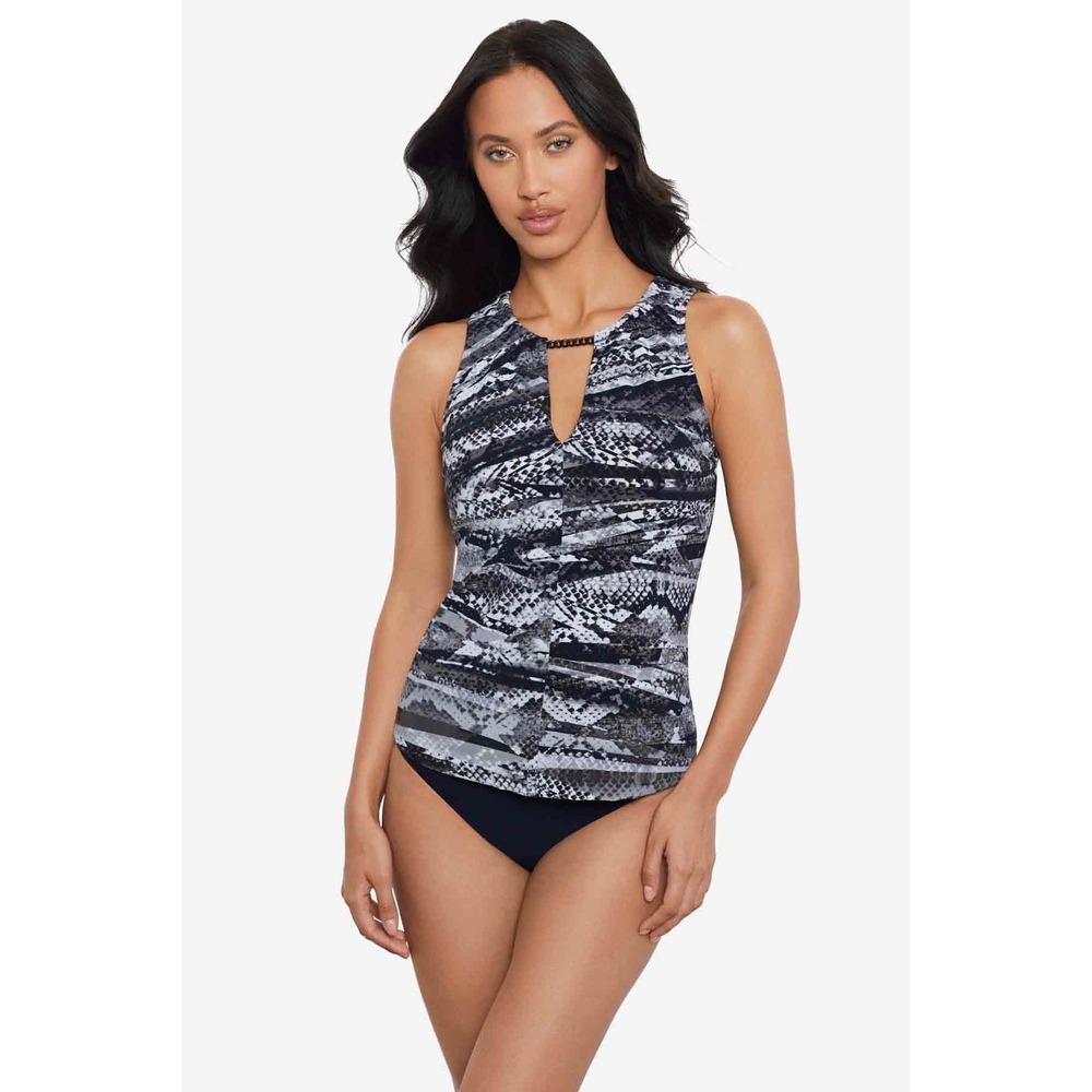 Magicsuit Snakeskin Chance Print Tankini Top Black Gray Chain Detail 6020191  12